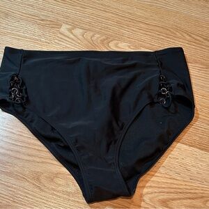 Time and Tru black high‎ waisted lace up bikini bottoms large 12-14